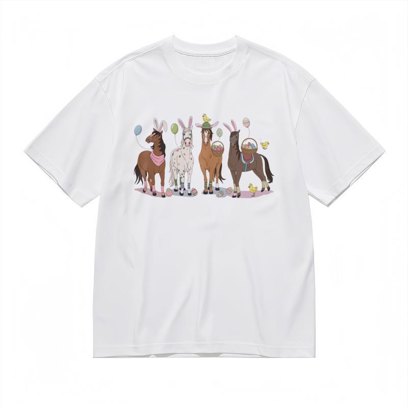 Мужская Модная Удобная Классическая Футболка с Многоцветной Лентой Украшенная Футболка для Лошадиной Вечеринки S