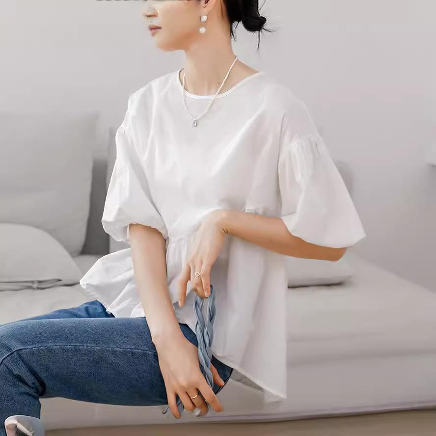 Summer Cotton Comfortable Shirt for Women Niche Design Irregular Cotton Shirt