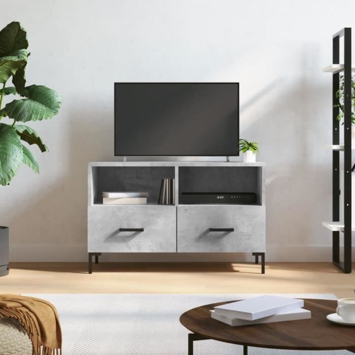 VidaXL Meuble TV Gris béton 80x36x50 cm Bois d'ingénierie 828976