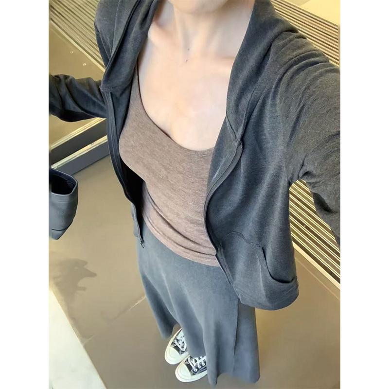 Women s Autumn Minimalist Relaxed Zip-Up Hoodie, 260g, Short Style XL