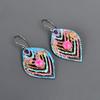 Natural Pink Sapphire Copper Multi Electroformed Art Deco Drop Dangle Earrings V-90