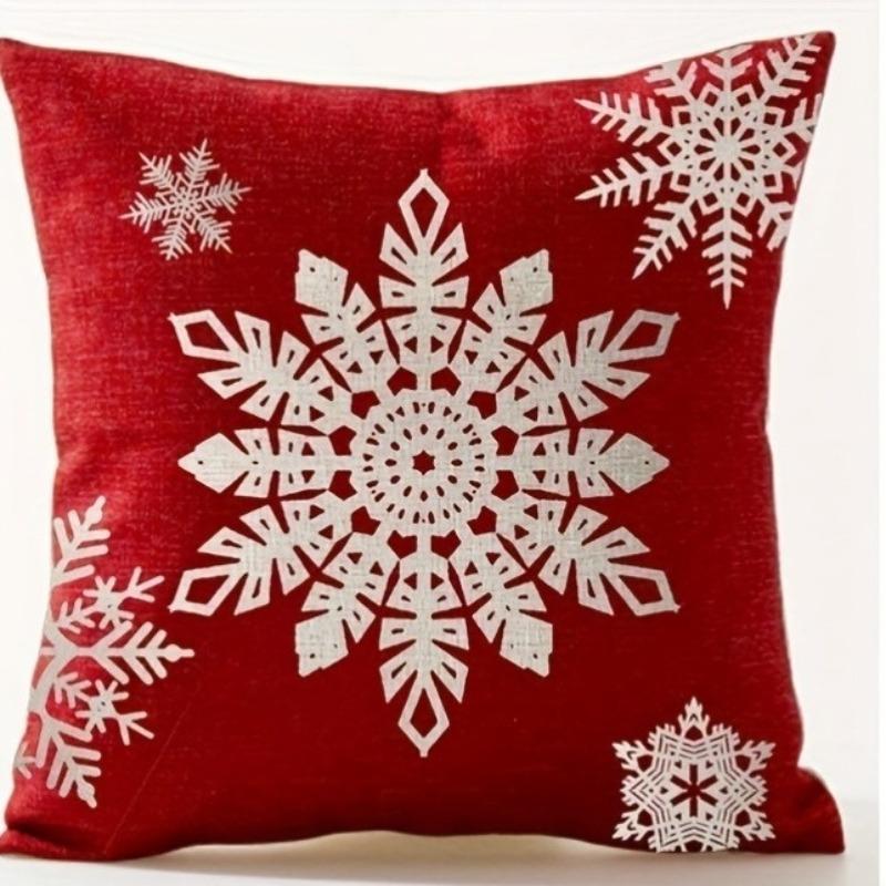 

Christmas Pillow Cover Essential for Festival Decoration Christmas Tree Snowflake Pattern Sofa Bedroom Home Decoration 18x18Inch