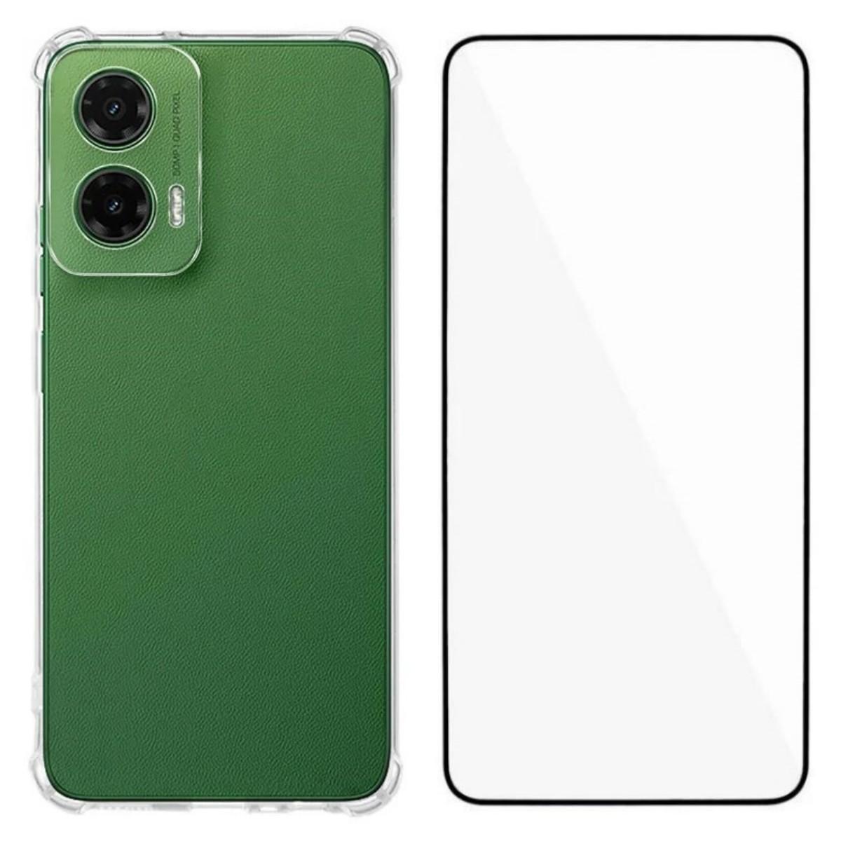 

For Motorola Moto G35 5G TPU Case WANLONFENG WL3 Series 1.5mm Phone Cover with Tempered Glass Film Transparent