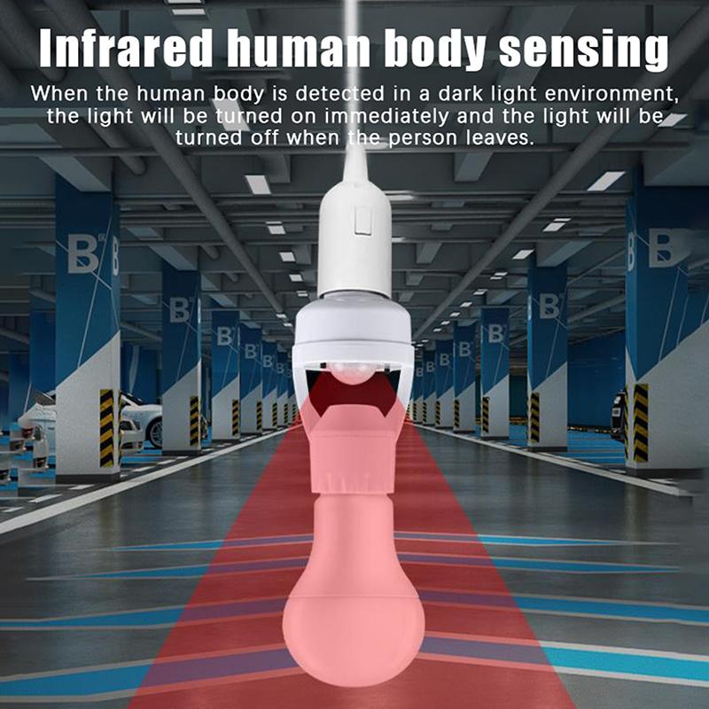 E27 Human Body Sensing Lamp Head Socket Led 100-240V E27 Lamp Base Intelligent Light Bulb Switch