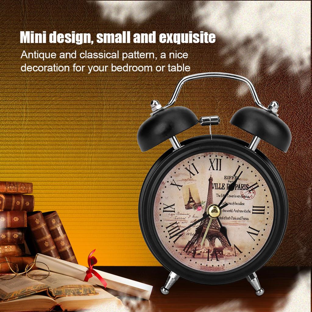 Mini Metal Digital Alarm Clock Mute with Lights Twinkling Bell for Bedroom Student