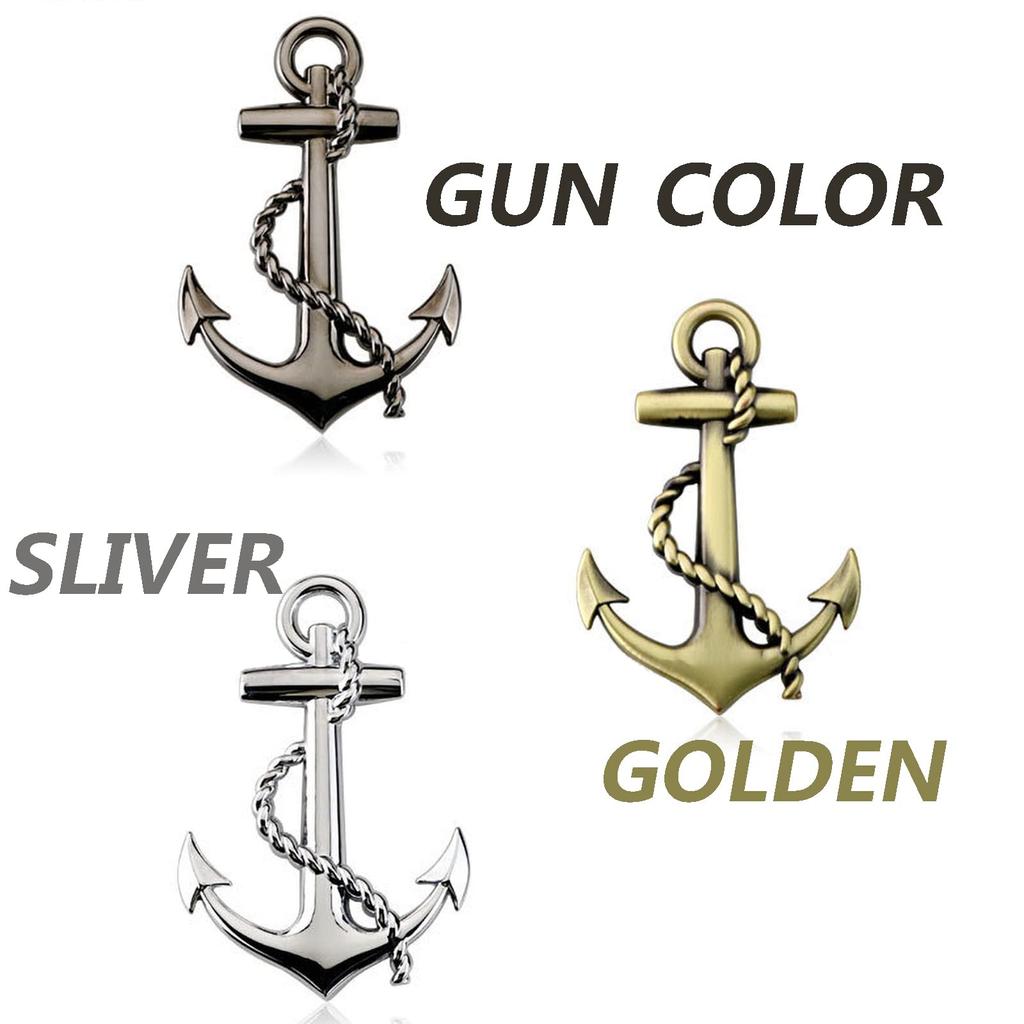 Ship Anchor Metal Car Sticker, Sliver Universal Body Sticker 3D Navy Car Logo Metal