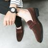 2025 Britischer Stil schlichte Business-Schuhe Herren Leder mattiert Flip Fell Slipper Slipper spitz Erbsen Freizeitschuhe