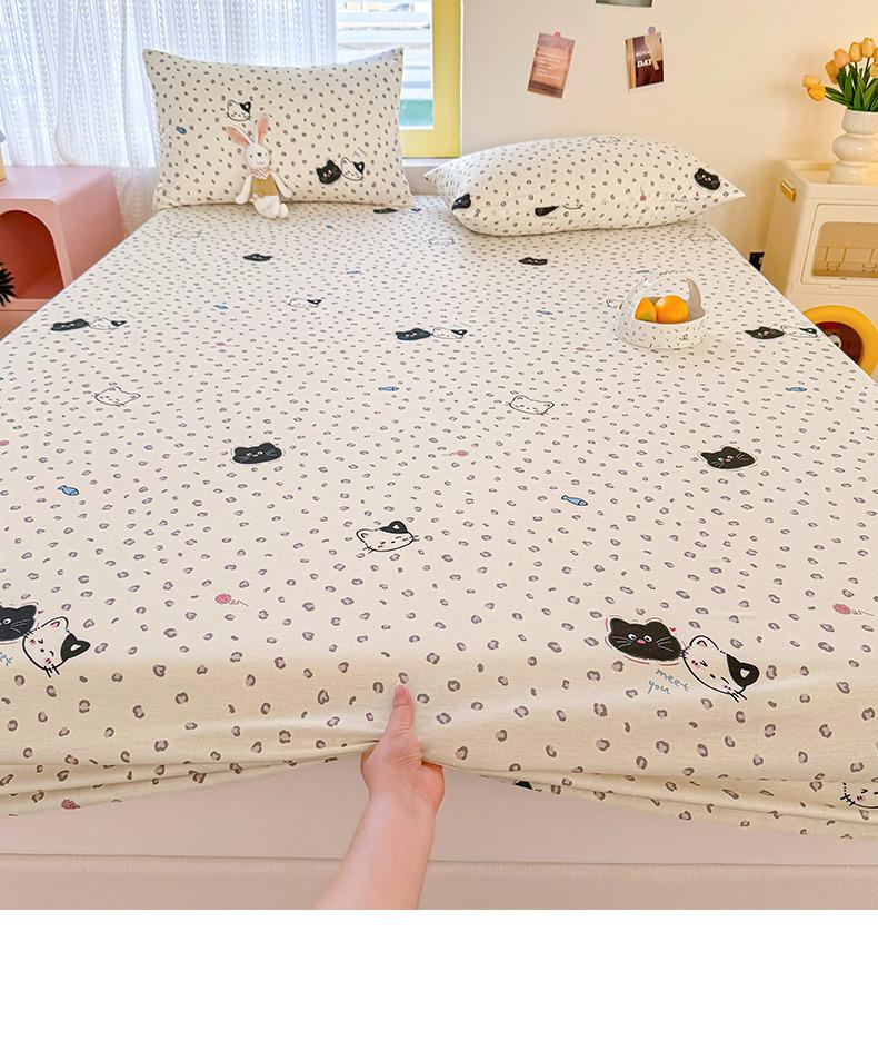 All-Cotton Dorm Bedding Set: Printed Sheets, Mattress Protector, and Pillowcases