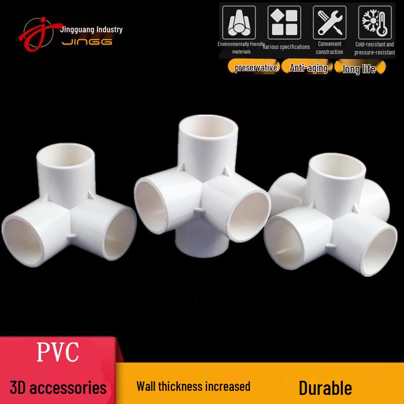 PVC Multi-Way Fittings: 3D Tee, 4-Way, 5-Way, 6-Way, 90° Elbow for Water Pipes (Sizes: 20, 25, 32, 40, 50).