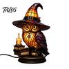 Spooky Desk Lamp Gothic Witch Hat Night Light, Warm Glow Acrylic Halloween Decorative Lamp, Vintage Holiday Party Display Home Decor for Mantel Shelf