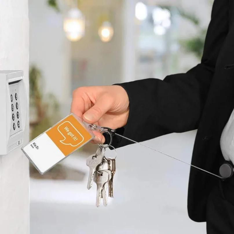 Metal Wire Keychain Pull Recoil Sporty Key Ring Retractable Keyring Anti Lost ID Card Holder Telescopic Burglar Chain Organizer