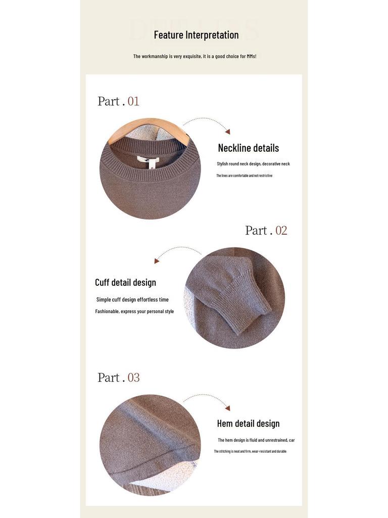 Plus Size Women's Winter Sweater: Round Neck, Long Sleeve, Fashion Base Layer (130-350 jin)