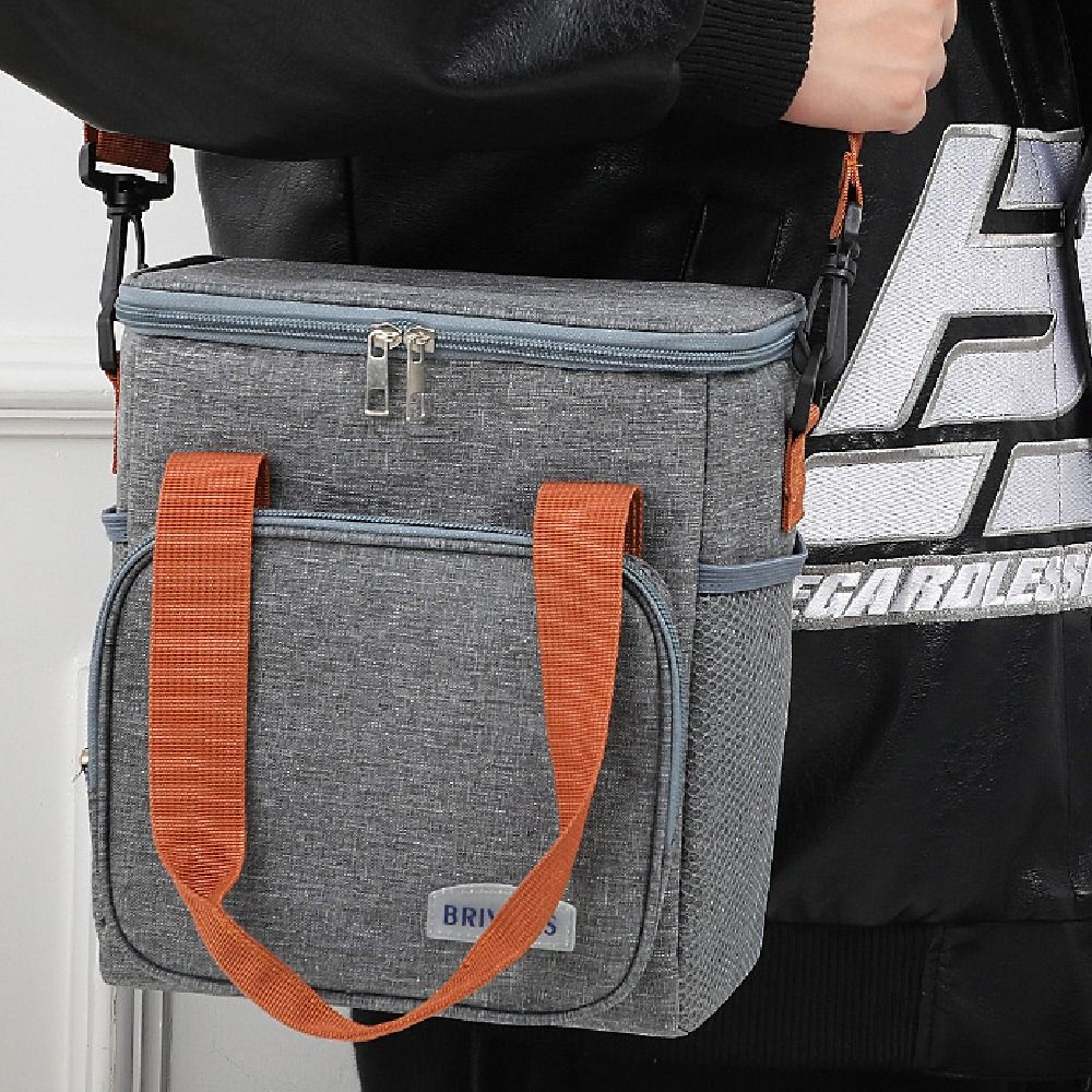Lightweight Double Deck Lunch Cooler Bag Large Capacity Picnic Tote Bag Insulated Lunch Bag  Work