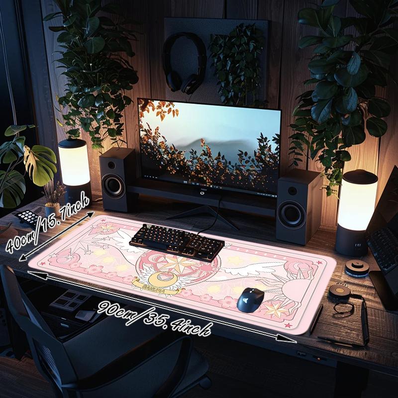 1Pc Magical Pink Card Gaming Mouse Pad Keyboard Desk Mat Non-slip Rubber Lock Edge Waterproof Computer Mousepad for Office Home Decor Y1388