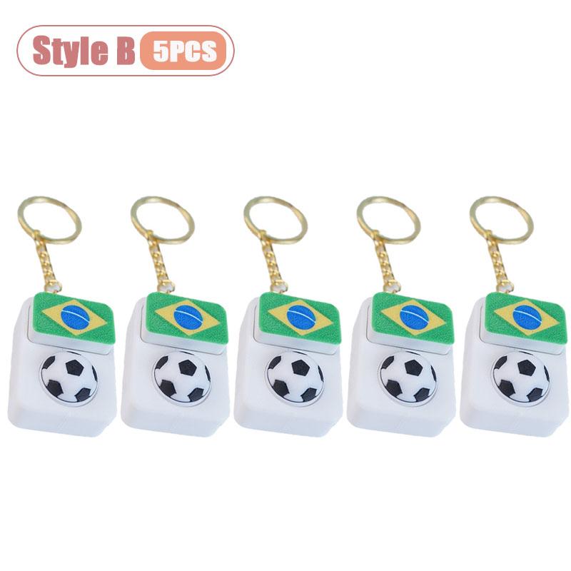 1-10PCS Soccer Fan Collectible Keychain Spinning Clicker Stress Relief Fidget Toy with Flag Pendant Memorial Gift