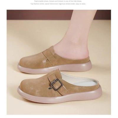 Fashion 2025 Hot Sale Women's Shoes Closed Toe Women's Slippers Fashion Belt Buckle Casual Slippers Women New Plus Size Flat Slippers