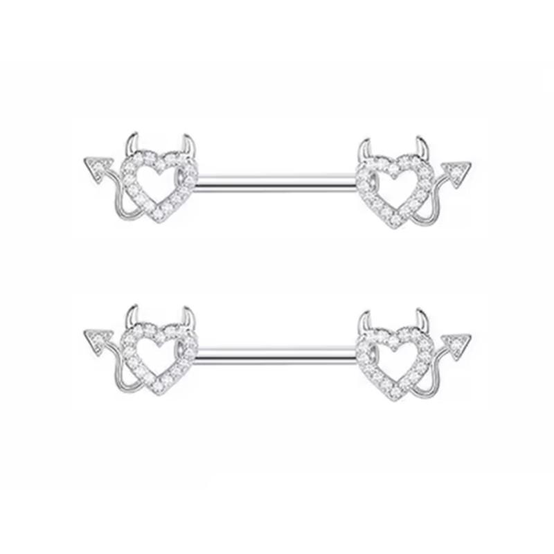 1Pair Pink Butterfly Nipple Piercing Jewelry Shiny Crystal Nipple Rings For Women Girls Heart Nipple Barbells Piercing Pezon