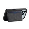 (iPhone 17 Pro, Black) DENIOR For iPhone 17 Pro Case Card Holder Kickstand Leather Phone Back Cover
