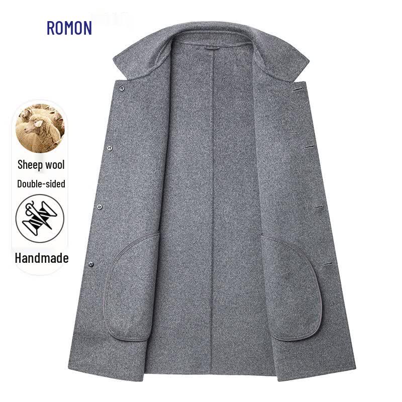 LOMON Men's Double-Sided Wool Blend Overcoat