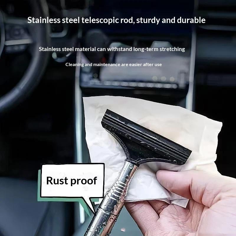 Retractable Car Side Mirror Wiper 66cm Extendable Universal Fit Rearview Mirror Squeegee for Car SUV Truck Rainy Use