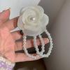 Korean White Camellia Flower Pearl Hair Rope For Women Sweet Elastic Ponytail Hair Holder Scrunchie Hair Accessories