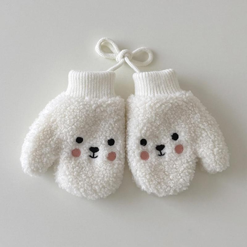 Cosy Infant Fleece Lined Hand Mittens Attached Neck Rope For 1-4 Year Old Children Soft Winter Accessories Unisex