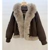 Womens Short Parka With Real Fox Fur Collar Thick Duck Down Cotton Puffer Jacket Winter 2026