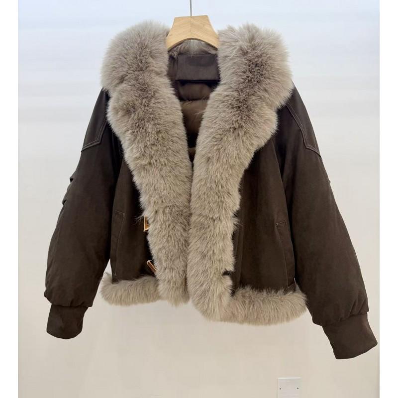 Womens Short Parka With Real Fox Fur Collar Thick Duck Down Cotton Puffer Jacket Winter 2026