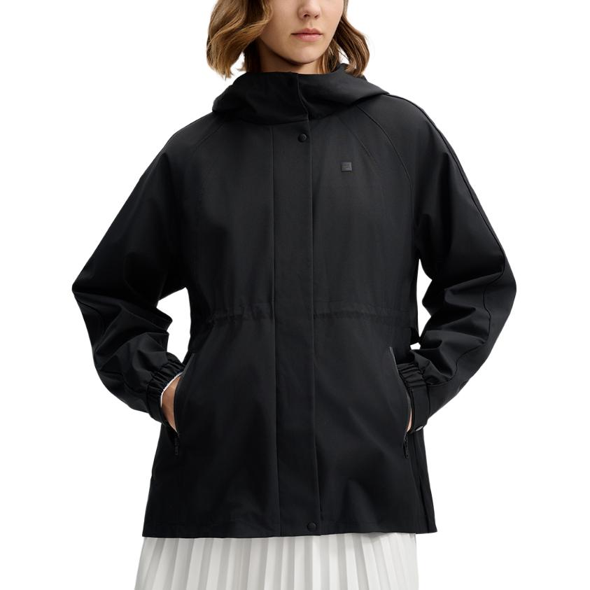 FILA White Series Fashion Casual Water-Resistant Hooded Long Sleeve Jacket Women jackets Black F11W513705F-BK