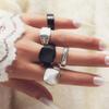 Combination Ring, Simple Gun Black Large Ring 5-Piece Set