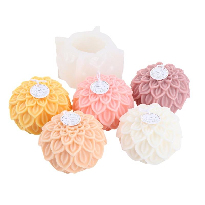 DIY Flower Ball Candle Silicone Mold For Lotus Petals Flowers Candle Plaster Soap Making, Valentine's Gift Home Decor DIY Tool