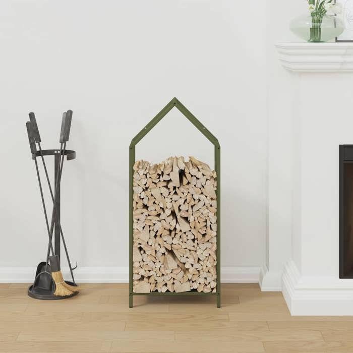 VidaXL Portant de bois chauffage vert olive 40x25x90 cm, support à bûches de cheminée, support à bûches, support à bûches 864298