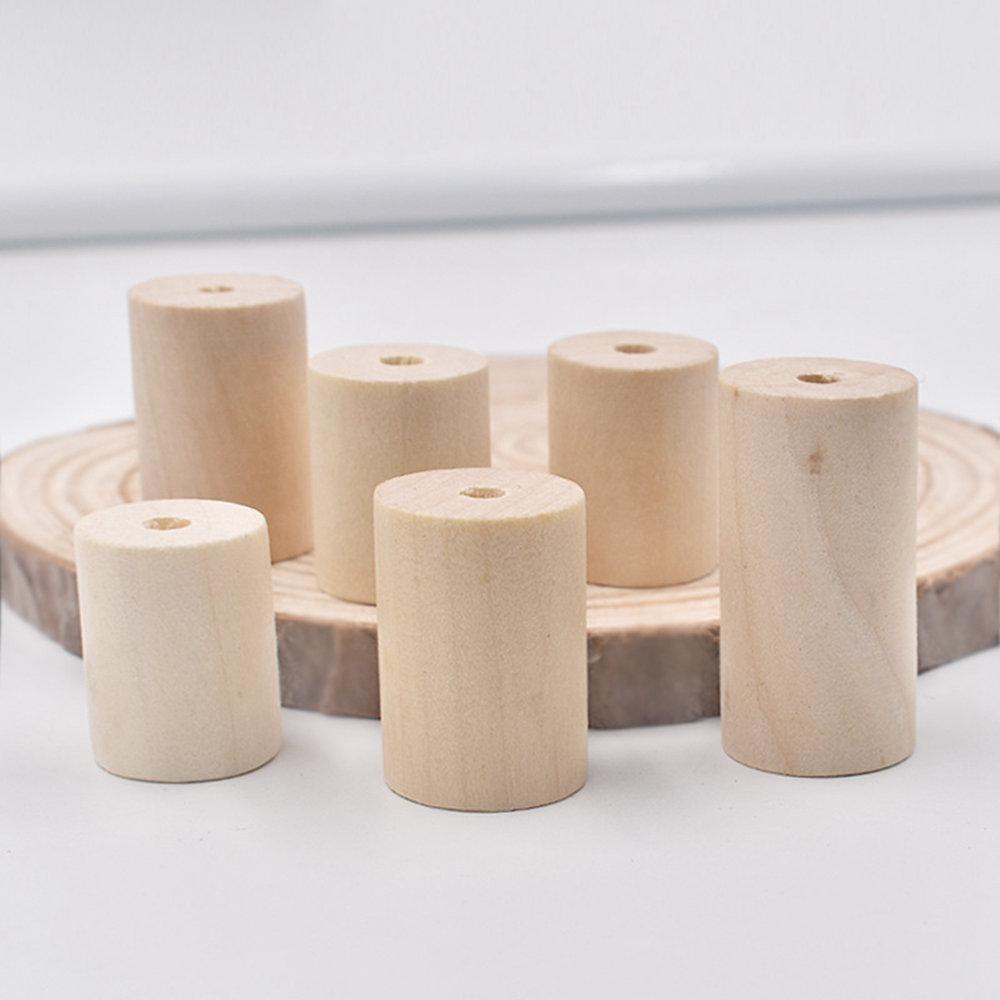 15 stk 25 mm 30 mm 40 mm Stor Sylinderform Naturtre Håndverk Store Hull Perler for DIY Håndverk Treskjæring Smykkefremstillings Tilbehør