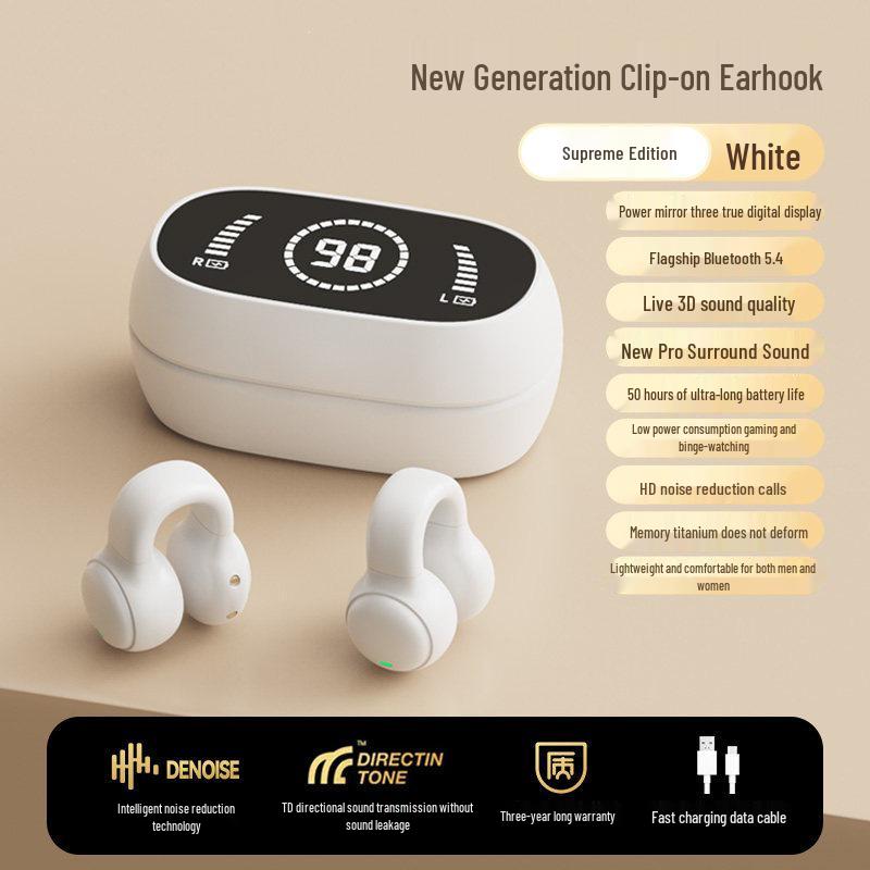 Bone Conduction Wireless Bluetooth Earbuds - 2026 Model, Ear Clip/Hooks for Men & Women Sports