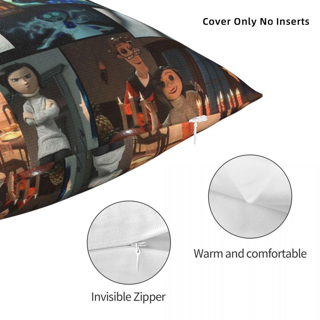 Coraline Horror Girl Square Pillow Covers Bed Car The Secret Door Collage Cushion Case Home Decoration Throw Pillow Case