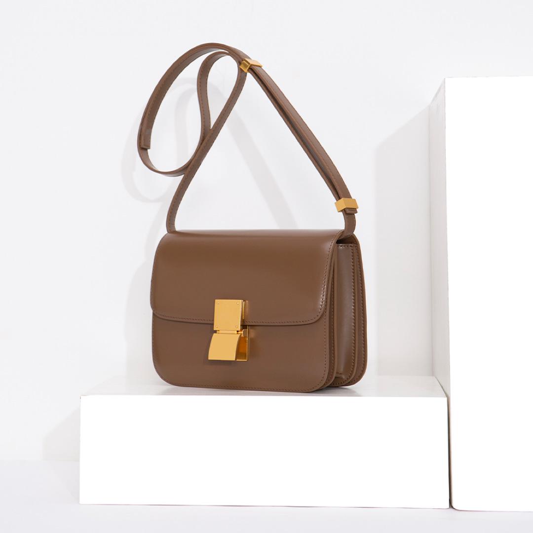 

Женская сумка из кожи тофу ручной работы осень/зима 2022 года — маленькая сумка-мессенджер в стиле ретро для свадеб и стюардесс Large 23/8/17 темно-коричневого