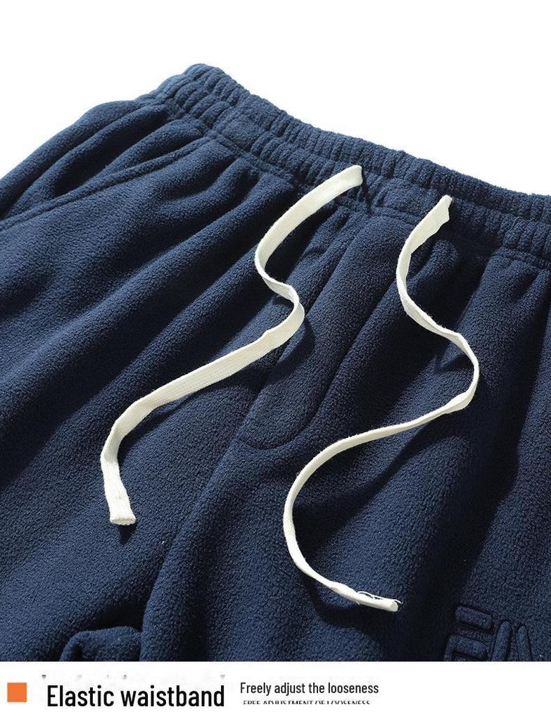 Men's Plus Size Polar Fleece Sweatpants: Winter Double-Sided Plush, Trendy Loose-Fit Casual Pants