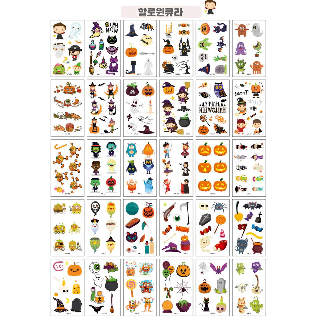 KC Certified Halloween Temporary Tattoo Stickers – Cute Costume Body & Face Transfer Tattoos