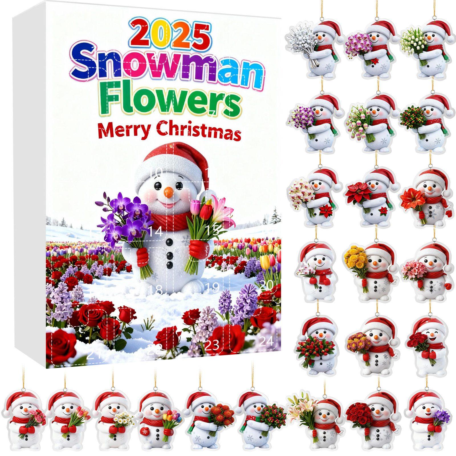 

Рождественский адвент-календарь, 24-дневный адвент-календарь, включает снеговиков и шапки Санты, многофункциональные рождественские украшения, 2D подвесной подарок. One Size