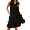Sleeveless V Neck Ruffle Hem Dress with Pockets Casual Loose Fit Summer Sundress for Women Lightweight Fabric