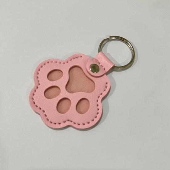 Faux Leather Pet Hair Keychain Dog Cat Claw Shape Souvenir