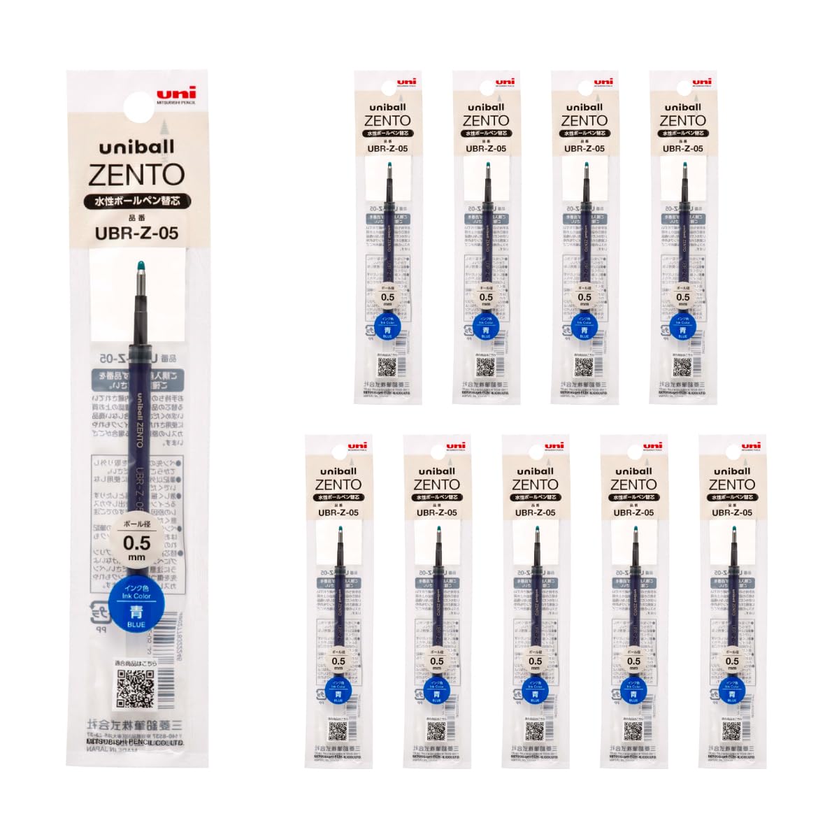 

Mitsubishi Pencil Uniball ZENTO Шариковая ручка Упаковка стержней на водной основе, 0,5 мм, Синий, 10 шт., UBRZ05.33 (10-Pack) синий