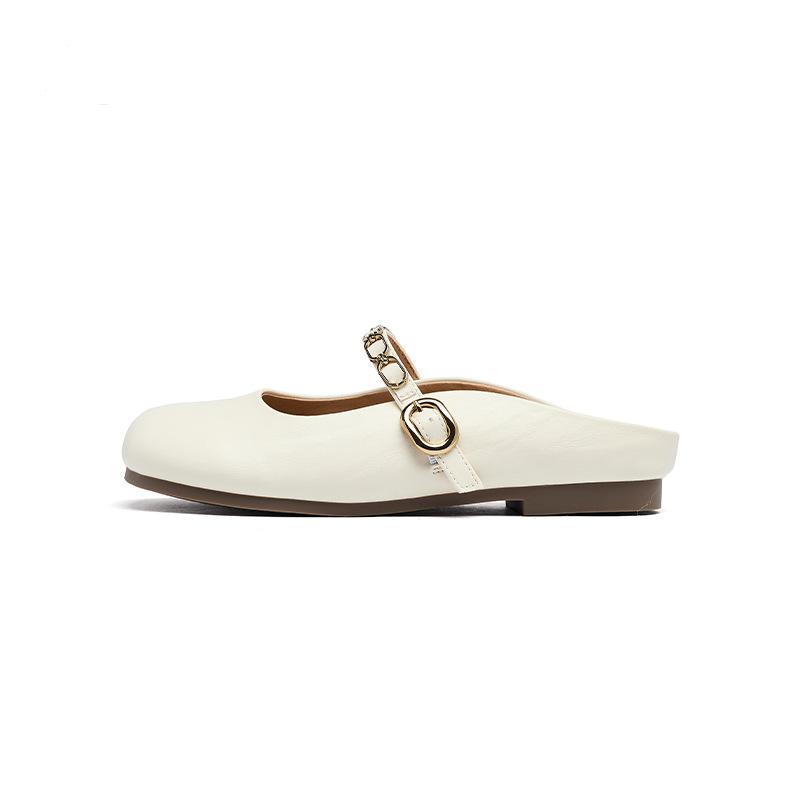 Augustine flat-bottomed bag head slippers women's 2025 summer new fashion one-pedal Mary Jane shoes half-tow sandals