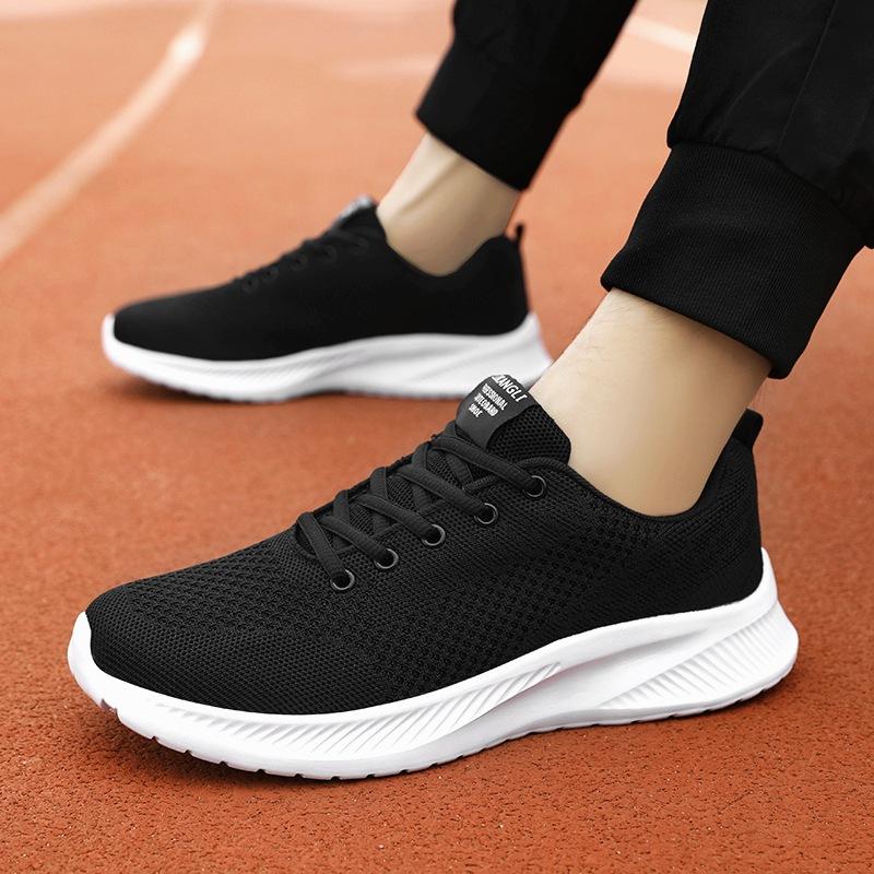Mesh Breathable Sneakers Autumn Shock Absorption, Light and Comfortable Soft-soled Casual Running Shoes, Black ******** Rope Running Shoes
