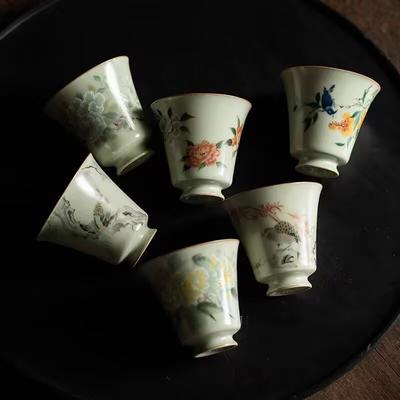 Secret Huang Ru Kiln Retro Chinese Horseshoe Smelling Cup Kung Fu Teacup Master Cup Single Cup Personal Special Tea Tasting Cup Female