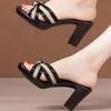 2026 Summer Designer Party Pumps New Brand High Heels Shoes for Women Chunky Slippers Women Sandalss Sexy Dress Slide Flip Flops