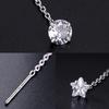 1Pc Zircon Ear Wires Heart Star Earrings Long Temperament Versatile Tassel