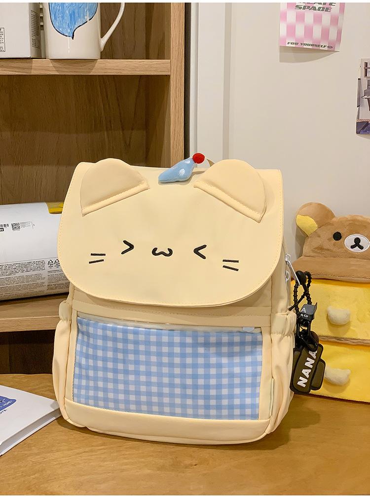 School Bag, Soft and Cute Cat Backpack, Female Student Backpack, Cute Cartoon Japanese Style Cute Backpack, Versatile, Lightweight Travel Bag