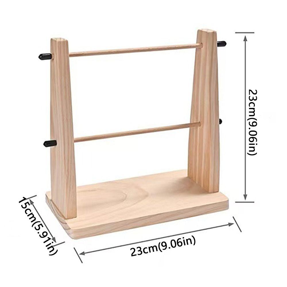 Double Layer Wool Storage Rack Vertical Rotating Yarn Spool Organizer Wooden Yarn Holder  Sewing