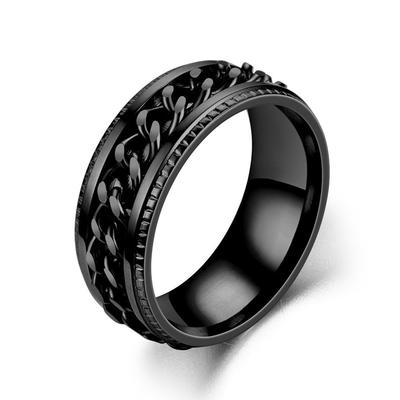 Obracany pierścień łańcuszkowy ze stali nierdzewnej dla par Cyrkoniowy pierścień do kręcenia Fidget Uwalniający niepokój Wielofunkcyjny Anillos De Ansiedad